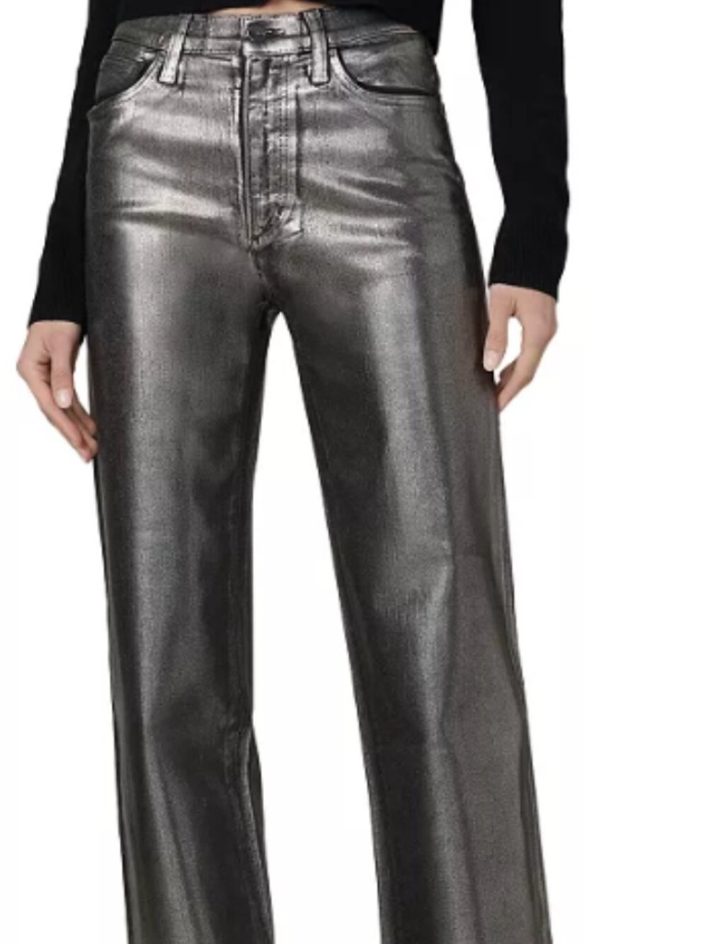 NWT Joe's Jeans The Blake Cropped Wide Leg Jeans in Pewter Foil, Size 27